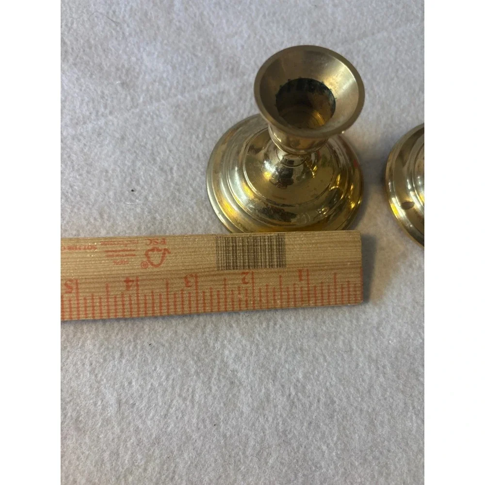 Set of 2‎ Brass Candlesticks Small Vintage Taper Holder Ornate Base